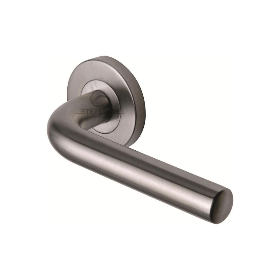 Steel Line - Tubular Door Handle on Round Rose