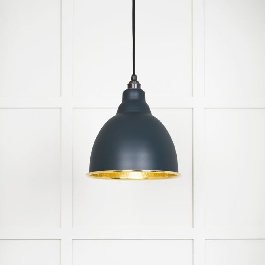 Hammered Brass Brindley Pendant in Soot