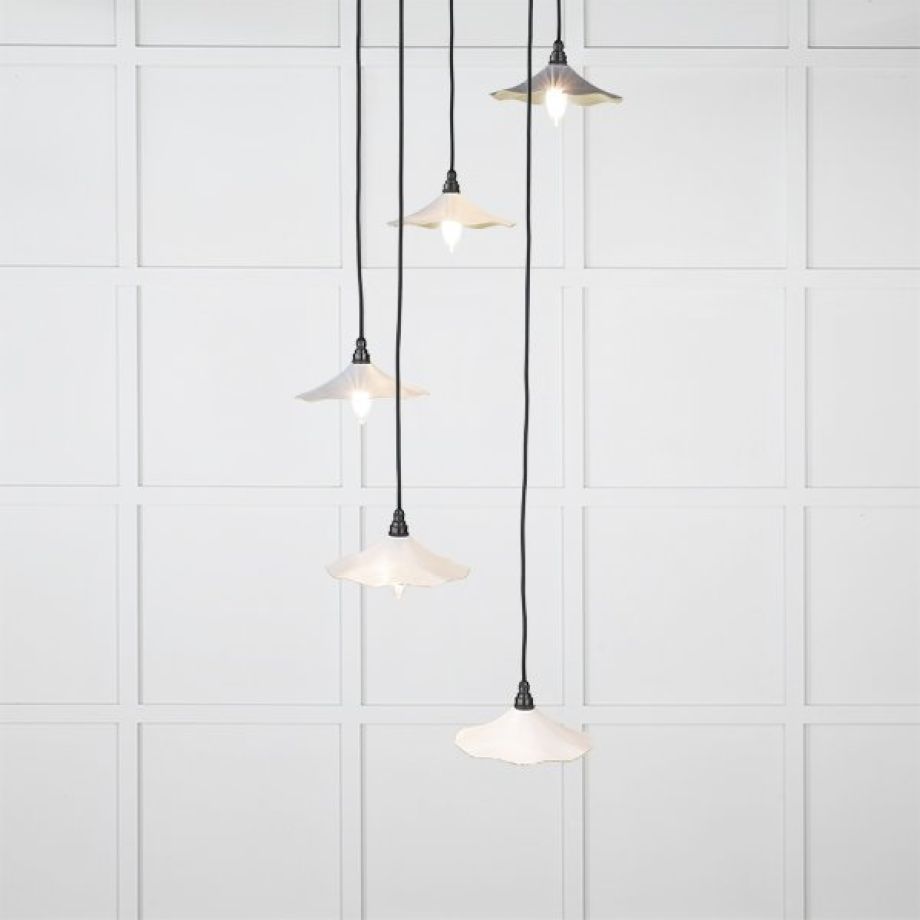 Smooth Brass Flora Cluster Pendant in Birch