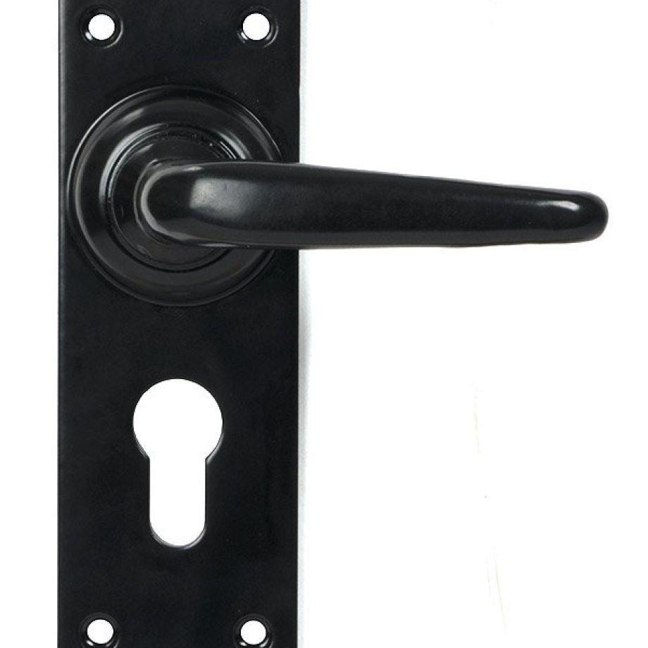 Black Oak Lever Euro Lock Set