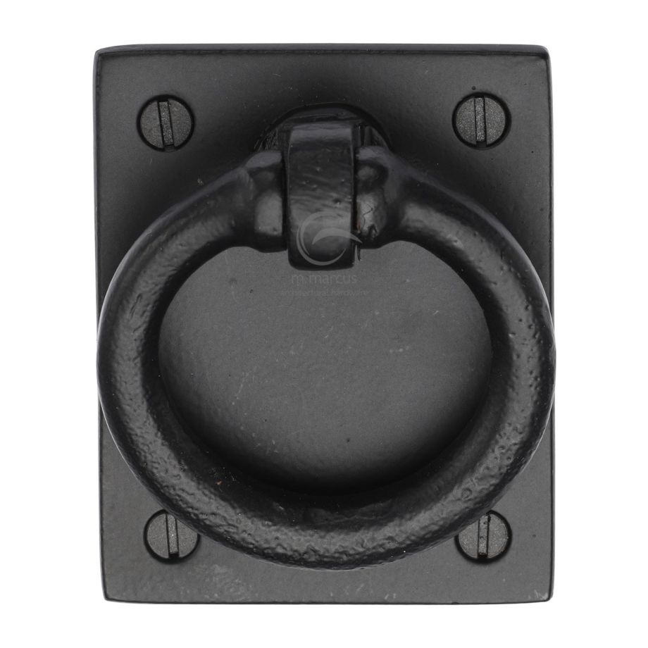 M.Marcus - Matt Black Iron Rustic Ring Drop Pull On Plate