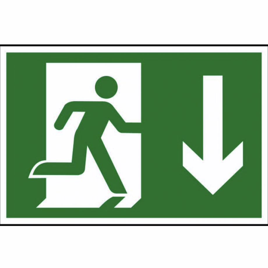 Running man arrow down' Sign - PVC - 300 x 200mm