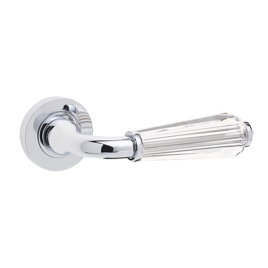 Jedo Natural Fluted Glass Door Handles On Rose
