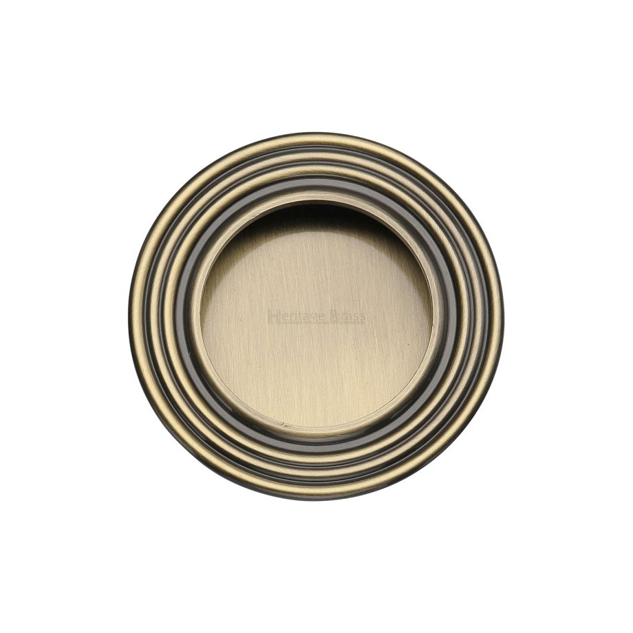 Heritage Brass - Round Reeded Flush Pull