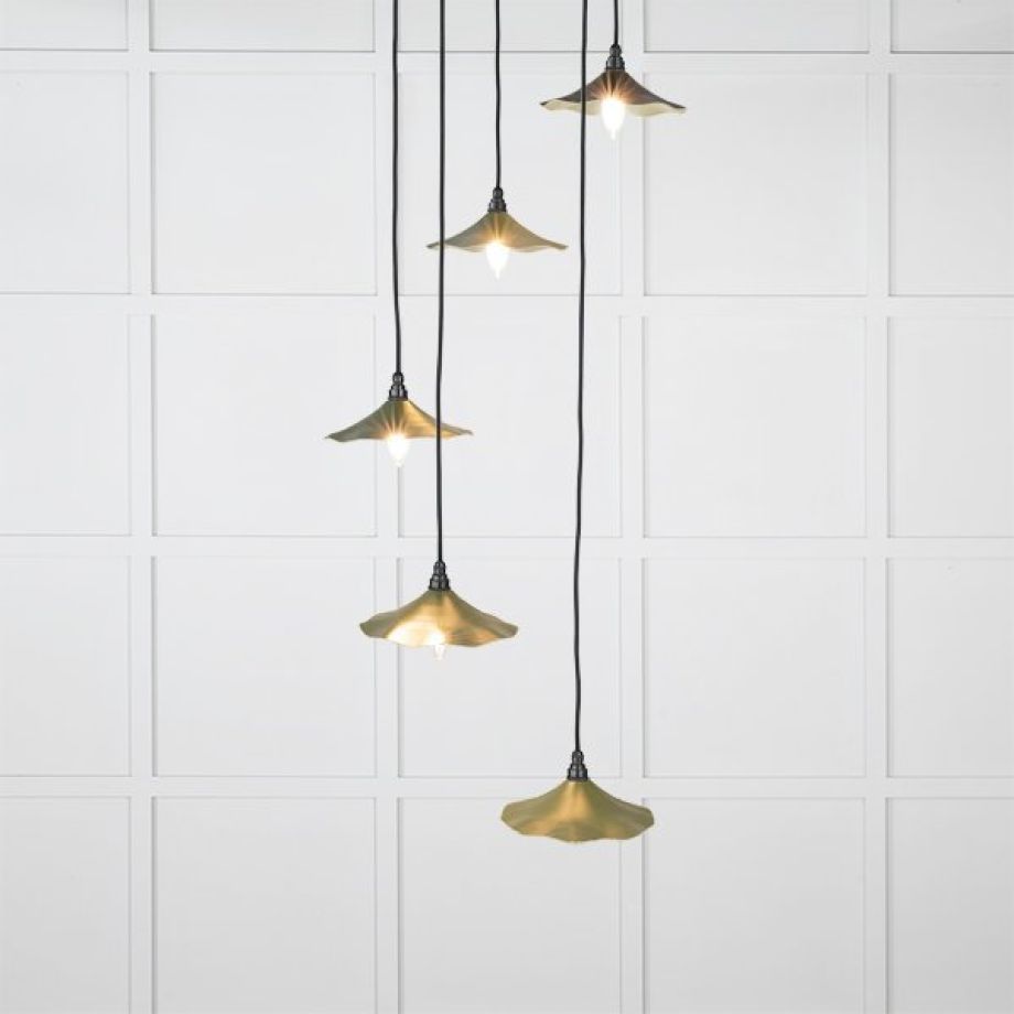 Smooth Brass Flora Cluster Pendant in Heath