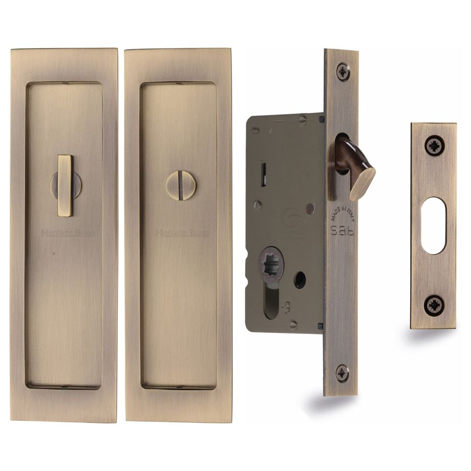 Heritage Brass - Flush Pull Privacy Set