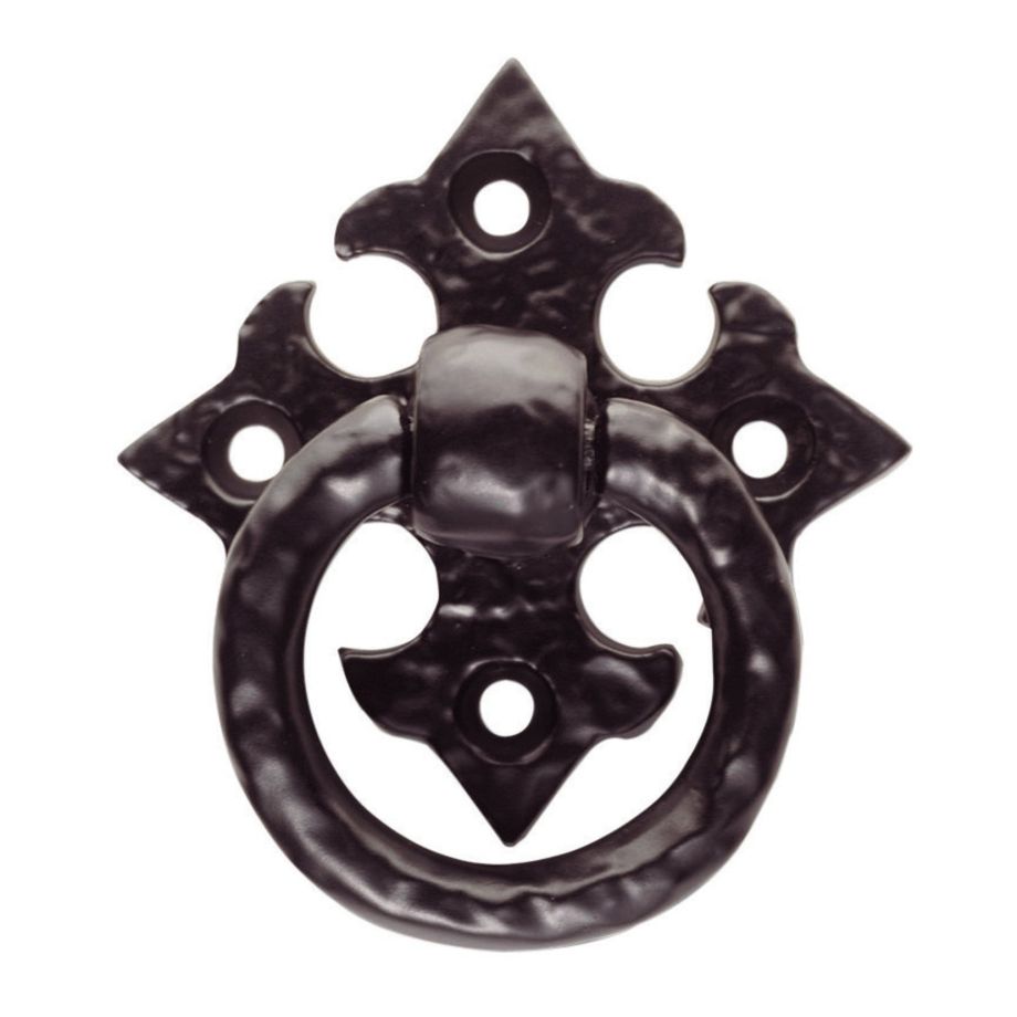 Black Antique Ring Pull on Gothic Cross Backplate