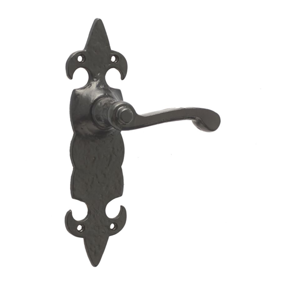 Antique Fleur De Lys Suite Lever on Back Plate