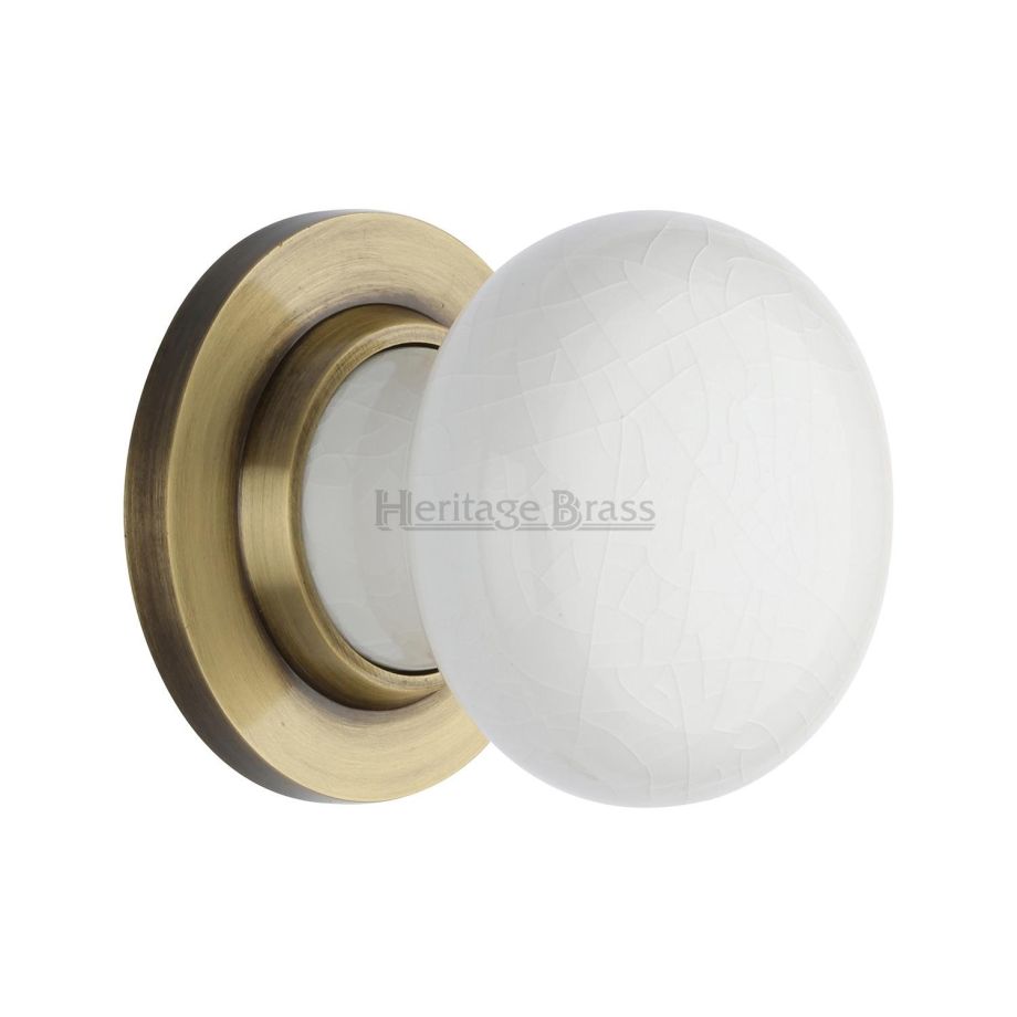 Heritage Brass - White Crackle Knob