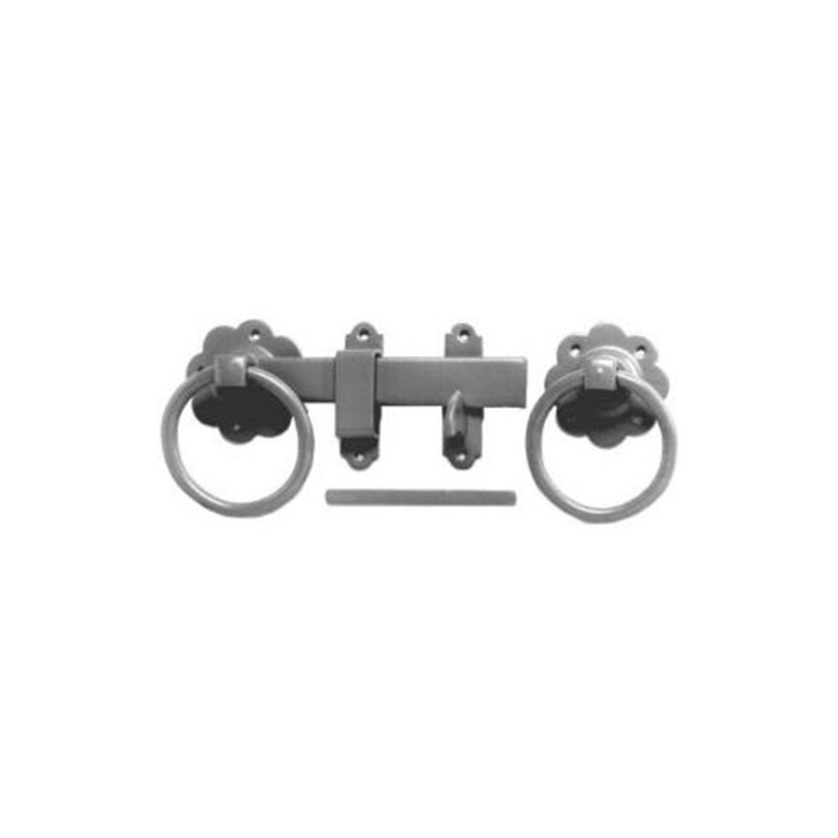Plain Ring Gate Latch Set with Straight Latch Bar, Die Cast Catch & Keep - 6"