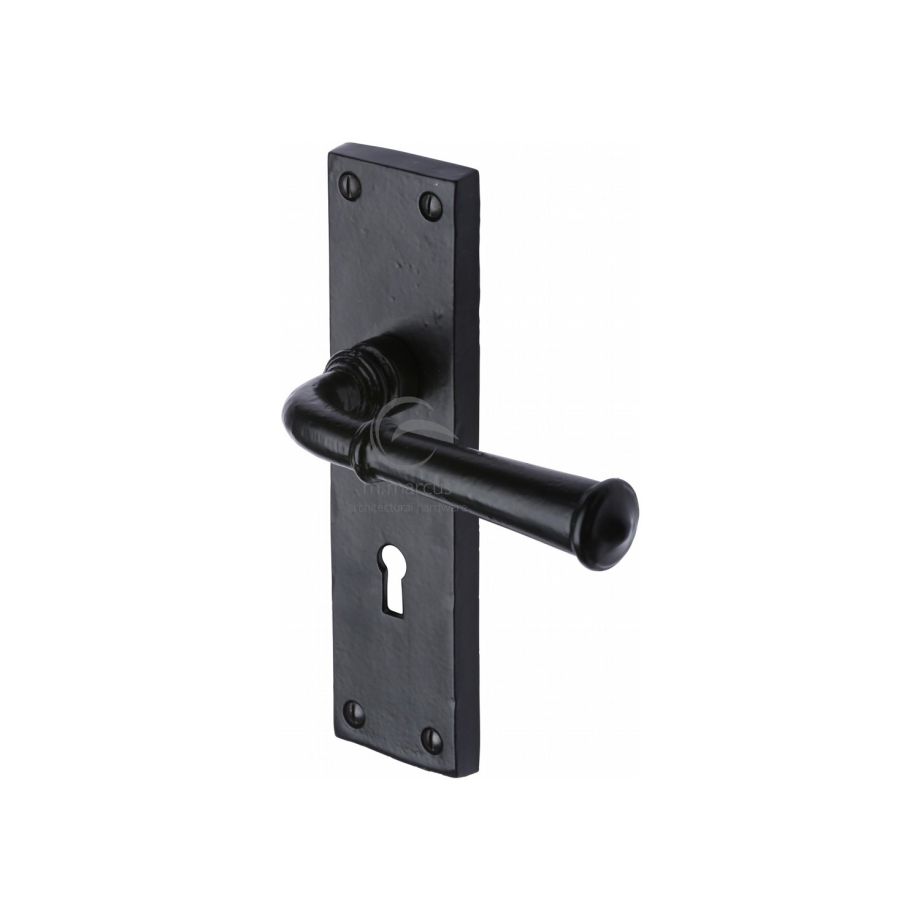 M.Marcus - Black Iron Ashfield Door Handle on Plate
