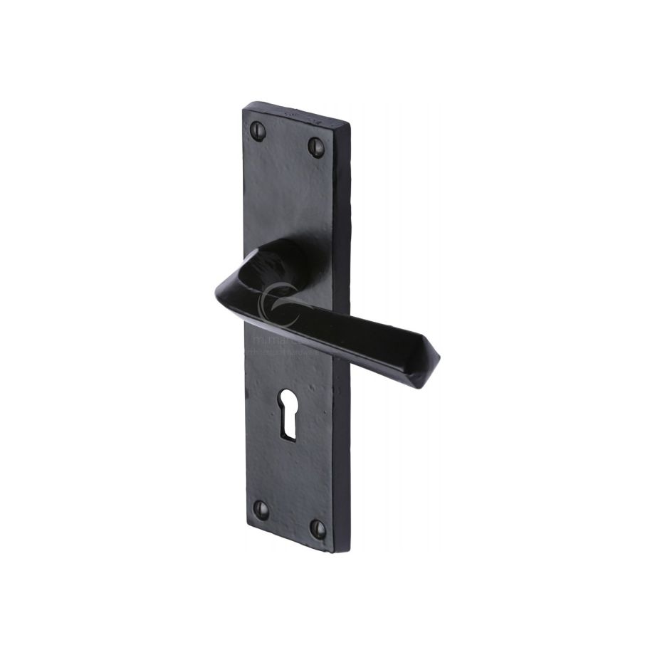 M.Marcus - Black Iron Bridgnorth Door Handle on Plate