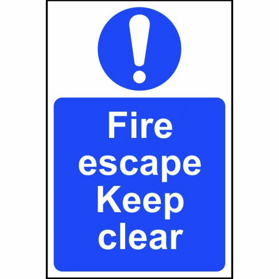 Fire escape Keep clear' Sign - PVC - 200 x 300mm