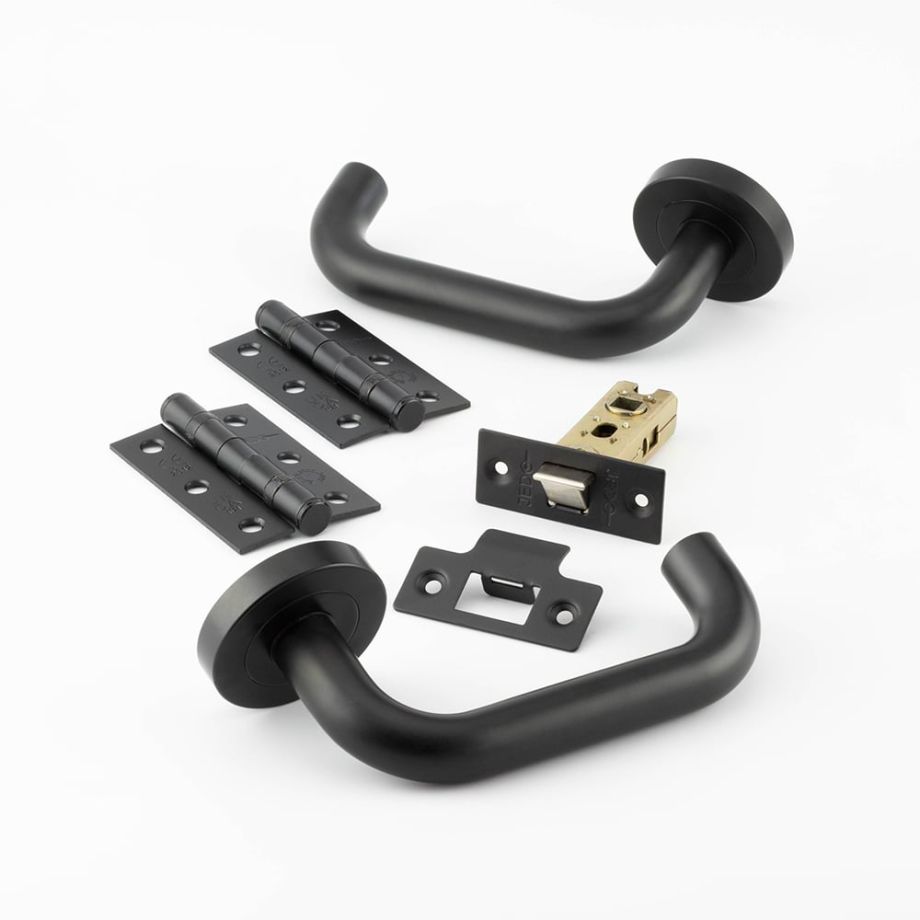 Nero Orbit Door Handles On Rose