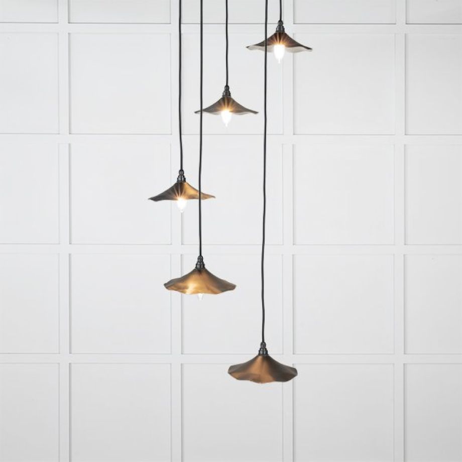 Smooth Nickel Flora Cluster Pendant in Elan Black