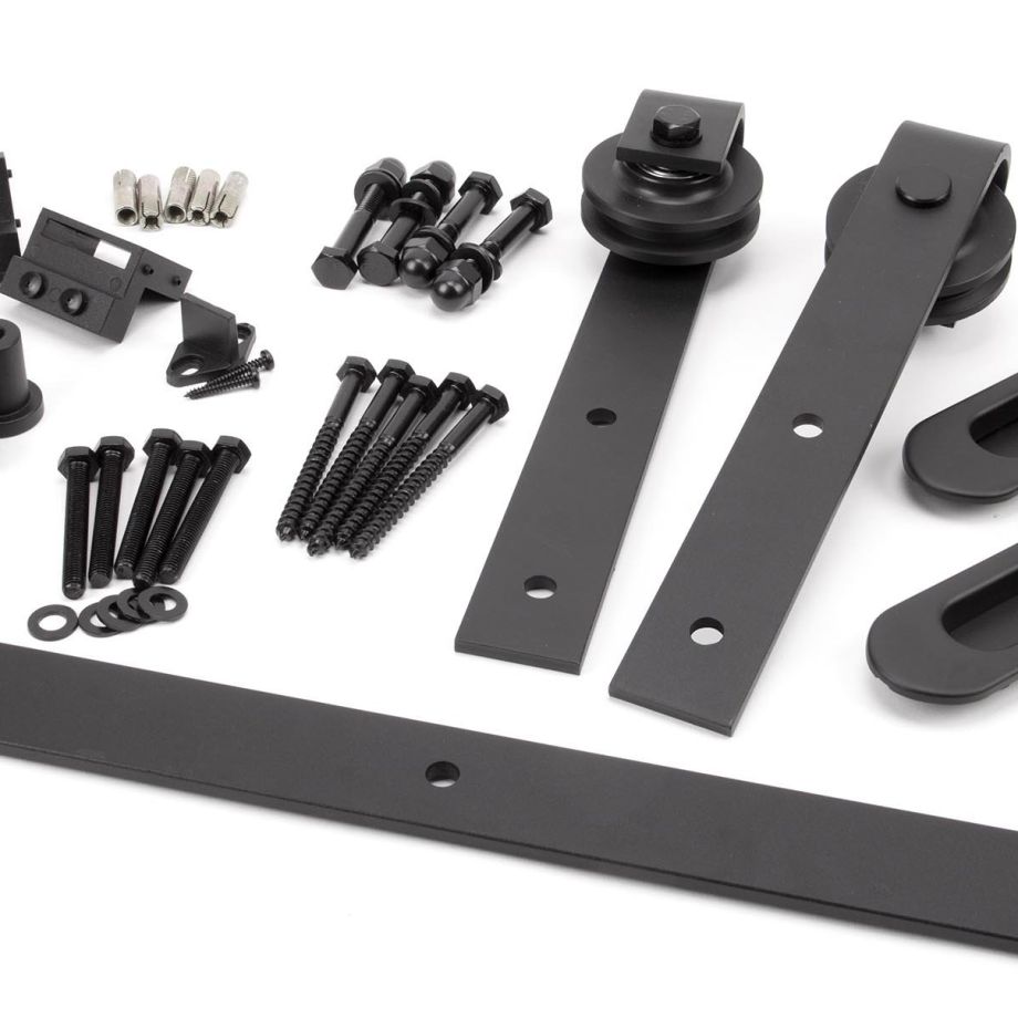 100kg Black Sliding Door Hardware Kit (2m Track)