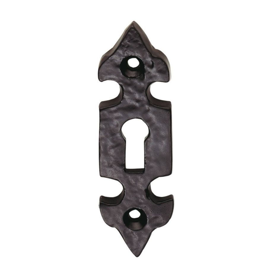 Black Antique Fleur de lys' Keyhole Profile Escutcheon