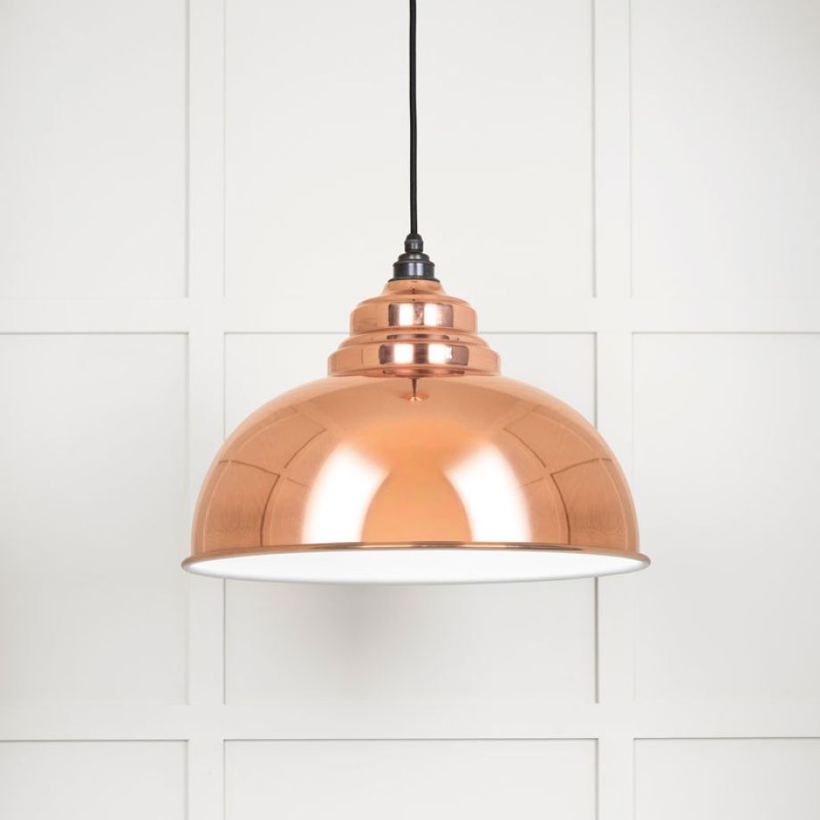 White Gloss Harborne Pendant in Copper