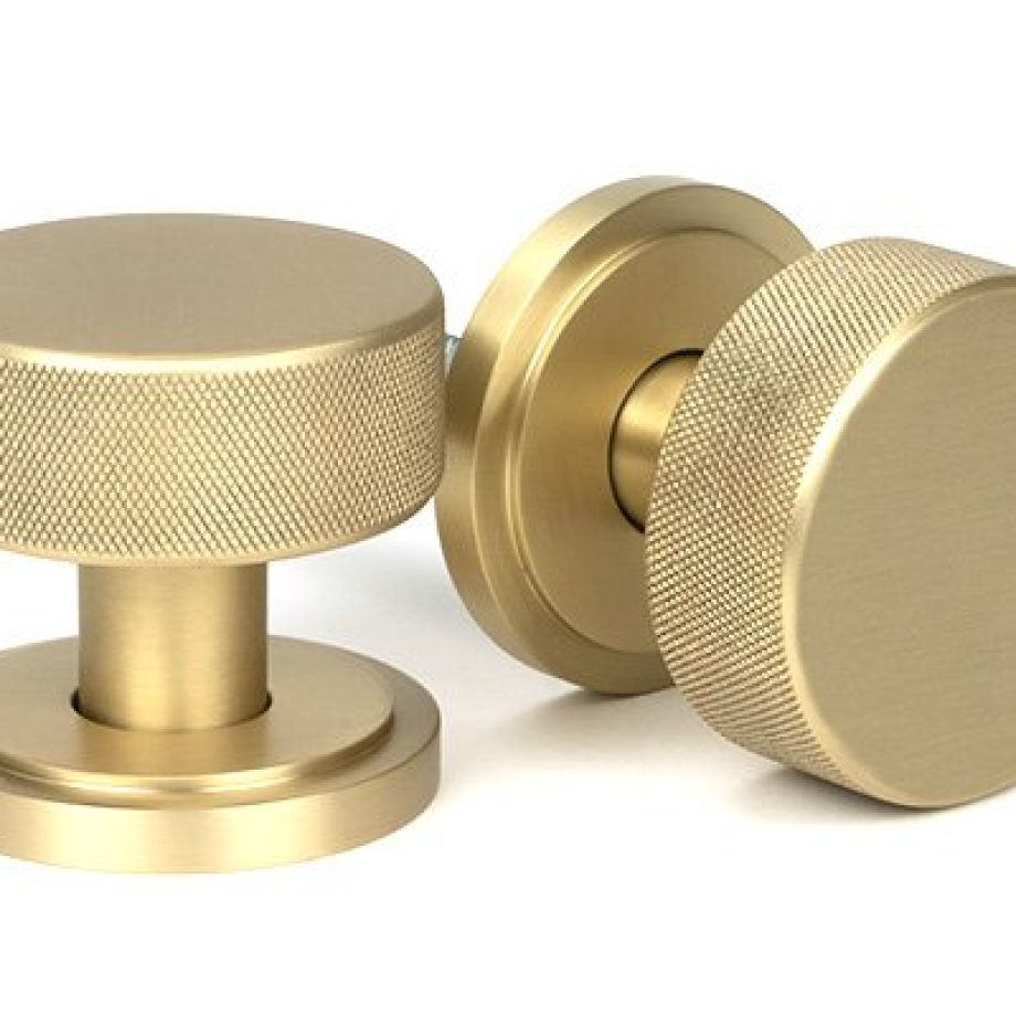 Satin Brass Brompton Mortice/Rim Knob Set (Art Deco)