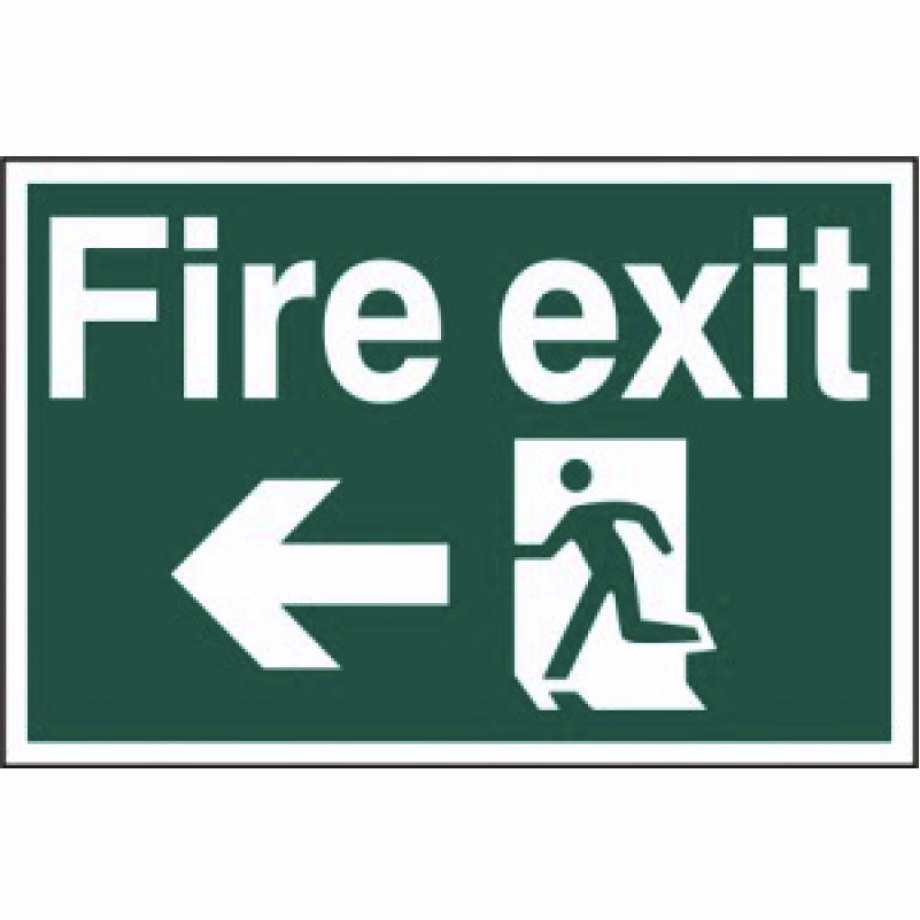 Fire exit running man arrow left' Sign - PVC - 600 x 400mm