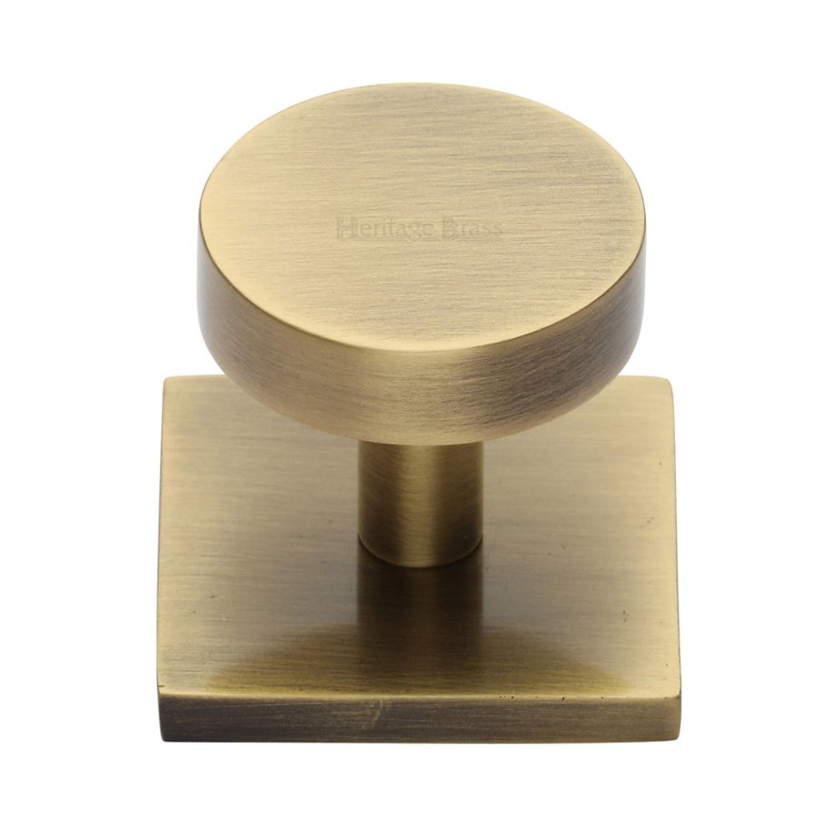 Heritage Brass - Disc Cabinet Knob With Square Backplate