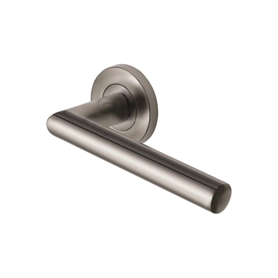 Steel Line - Tubular Door Handle on Round Rose