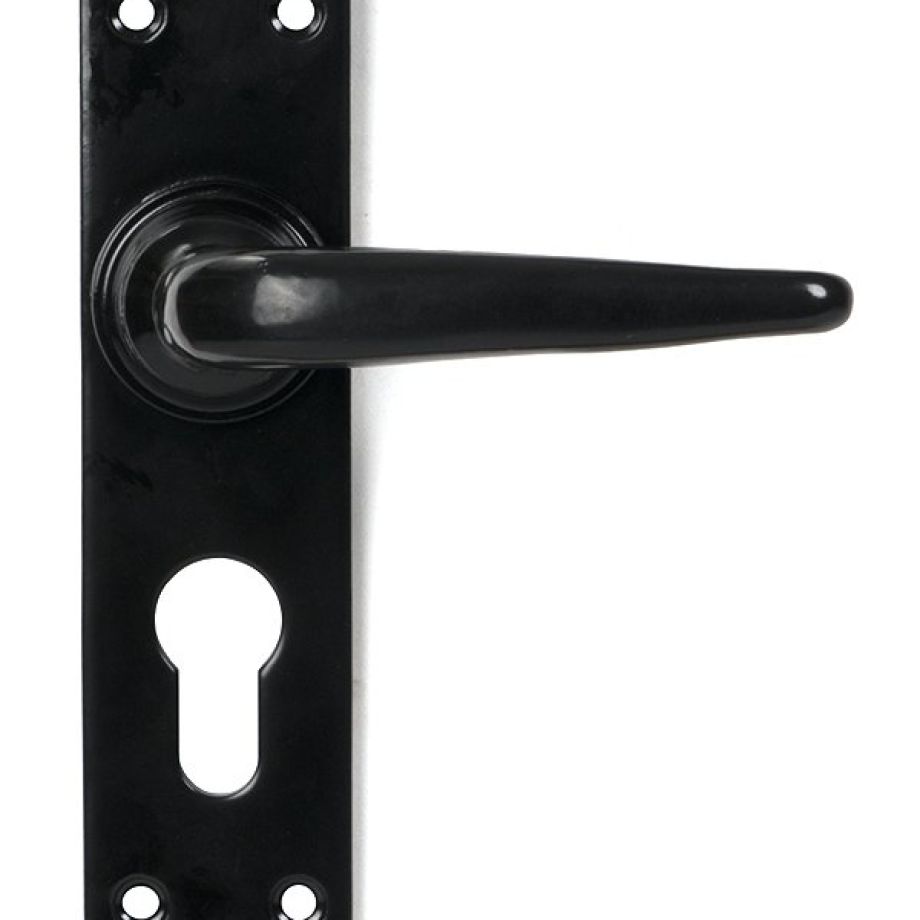 Black Smooth Lever Euro Lock Set