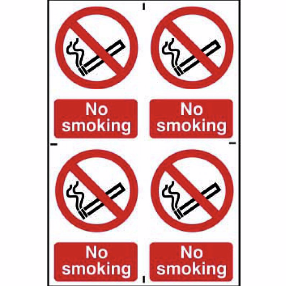No smoking' Sign - PVC - 200 x 300mm - 4 Pack