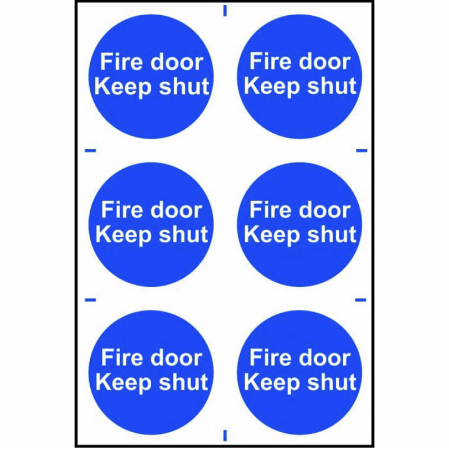 Fire door Keep shut' Sign - PVC - 200 x 300mm (6 Pack)