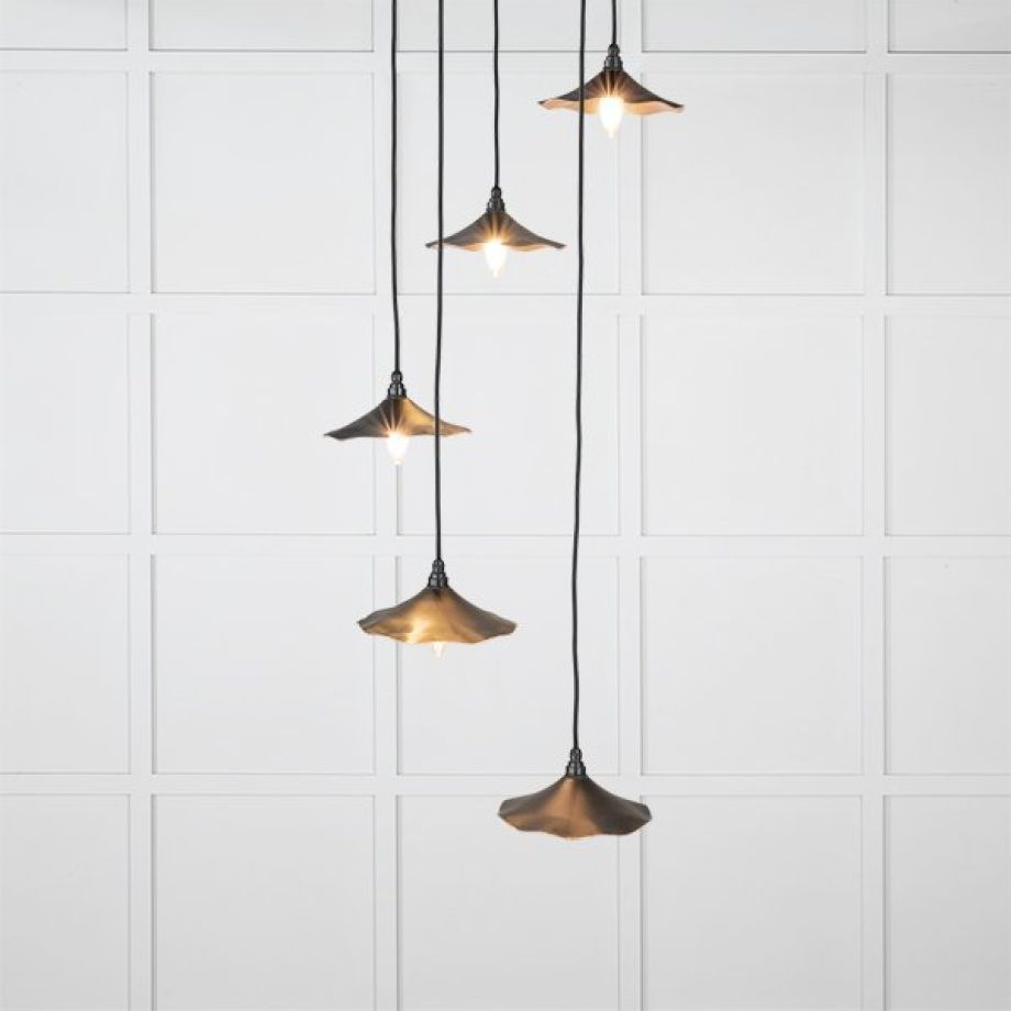 Smooth Copper Flora Cluster Pendant in Elan Black