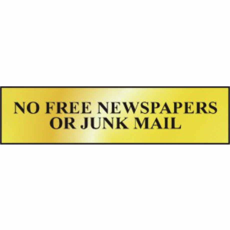 No free newspapers or junk mail' Sign - POL - 200 x 50mm