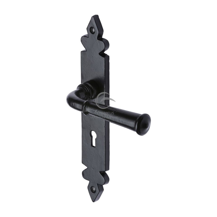M.Marcus - Black Iron Ludlow Door Handle on Plate