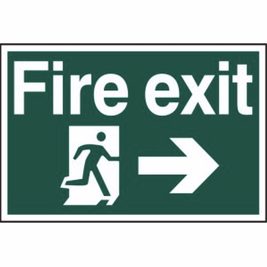 Fire exit' (Fire Exit Man Running Right) Sign - PVC - 300 x 200mm