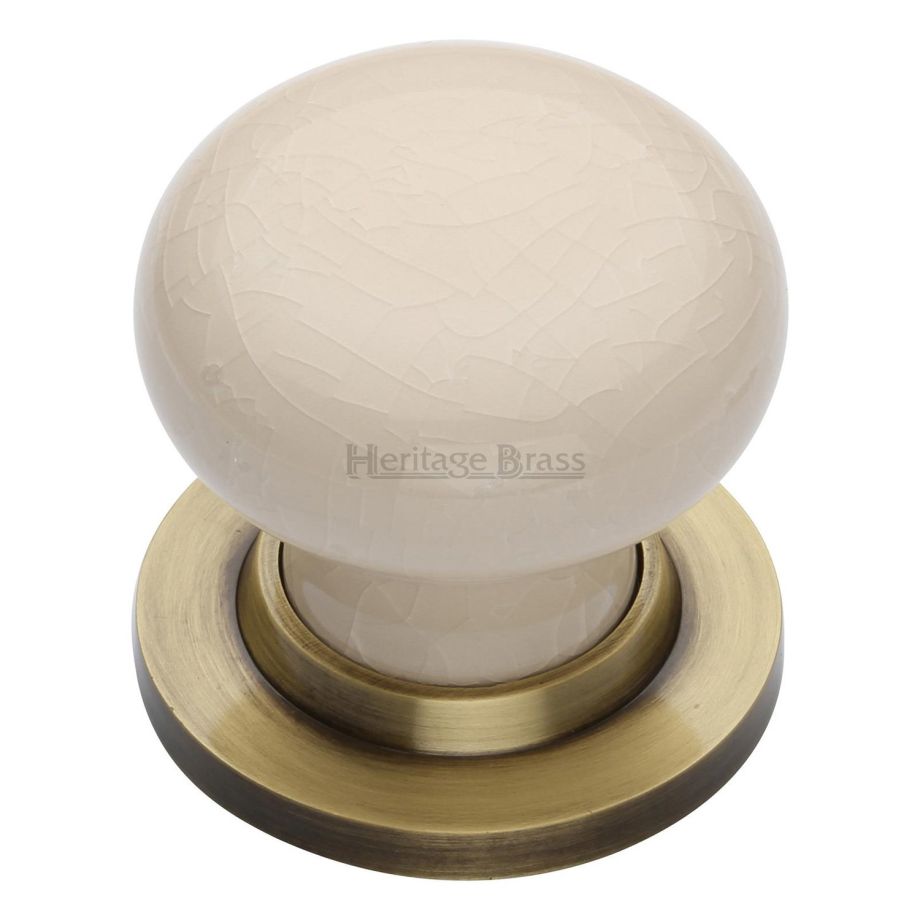 Heritage Brass - Cream Crackle Door Knob on Rose