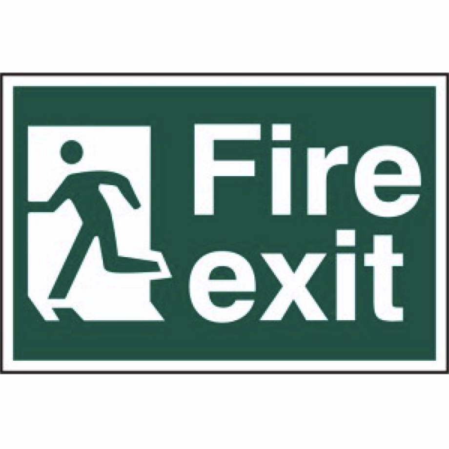 Fire exit' (Fire Exit Man Running Left) Sign - PVC - 300 x 200mm