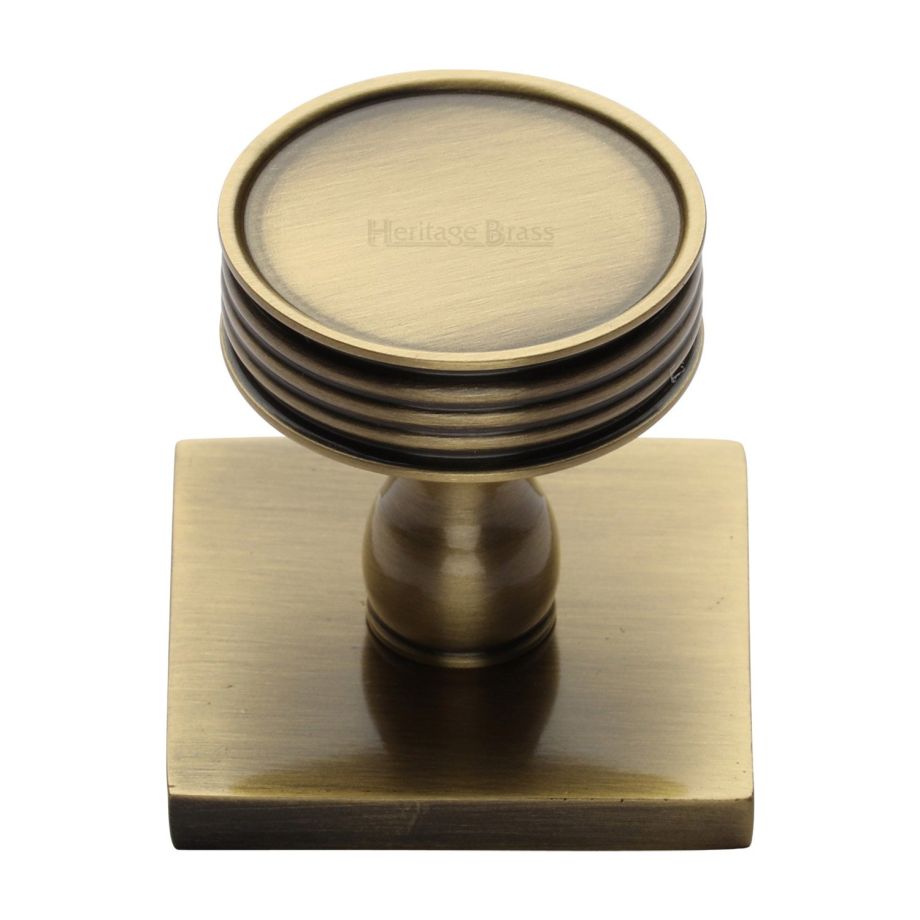 Heritage Brass - Venetian Cabinet Knob with Square Backplate
