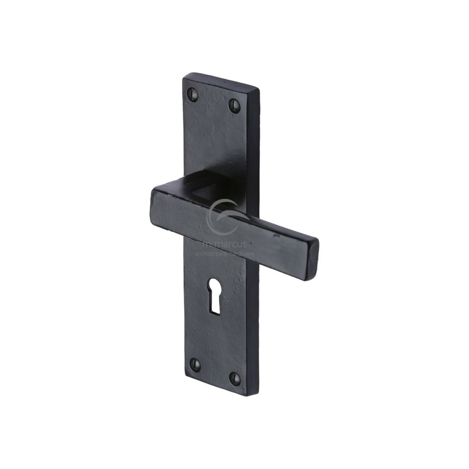 M.Marcus - Black Iron Cheswell Door Handle on Plate