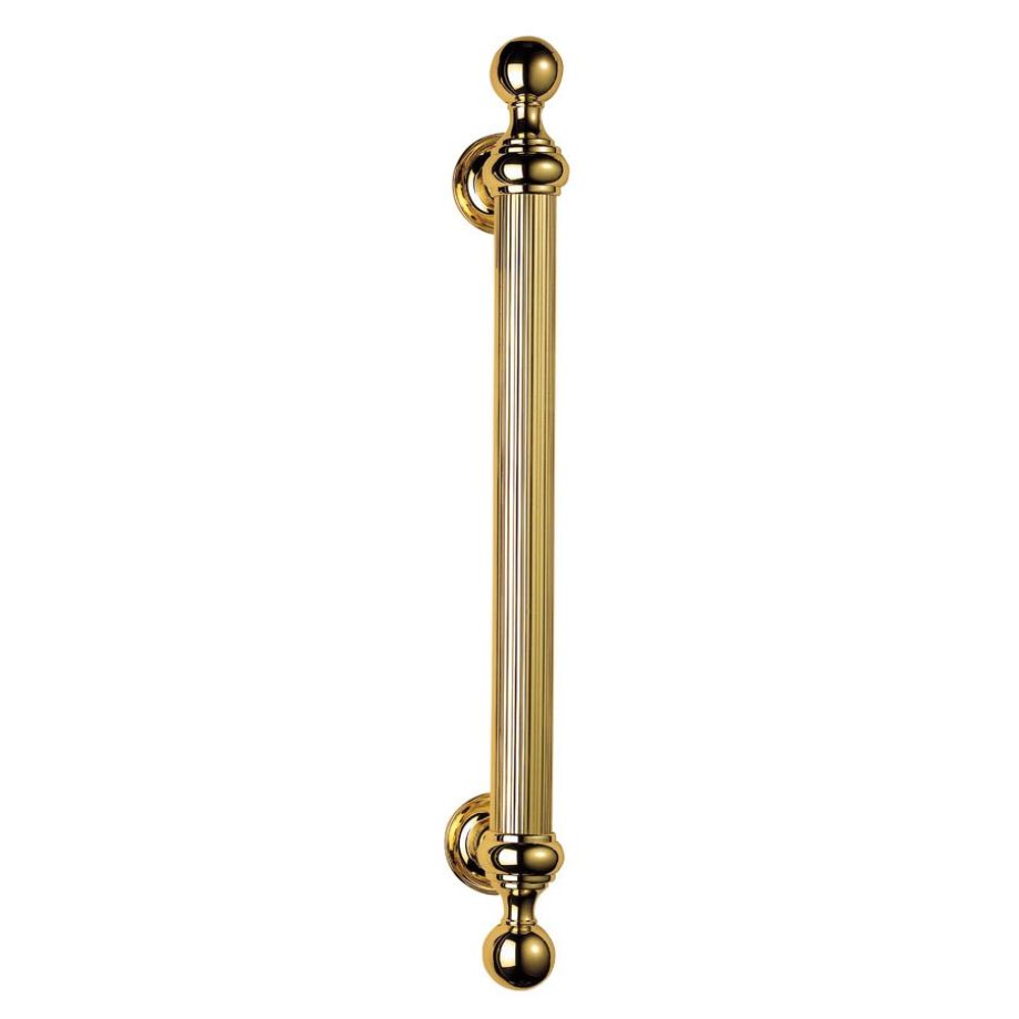 Polished Brass Reeded Grip Pull Handle 500mm