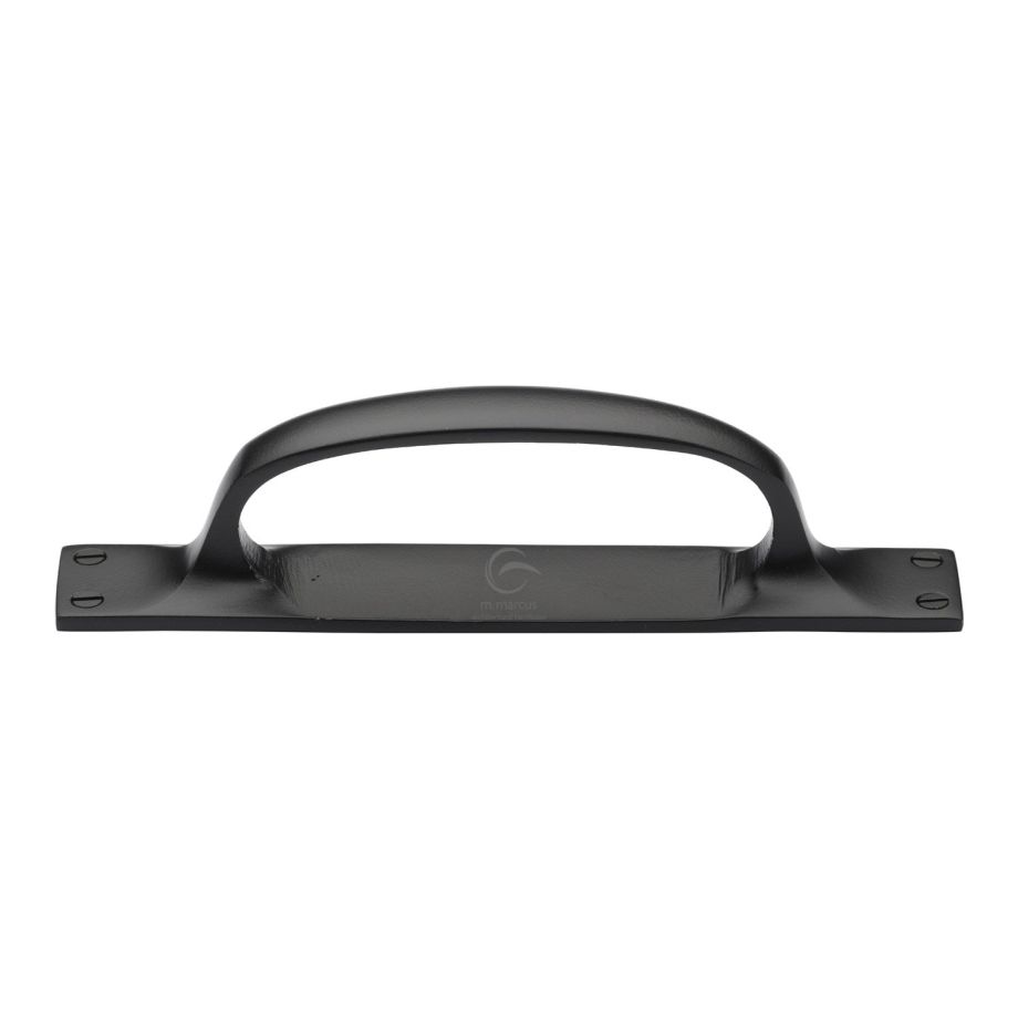 M.Marcus - Matt Black Iron Cabinet Pull Handle On Plate