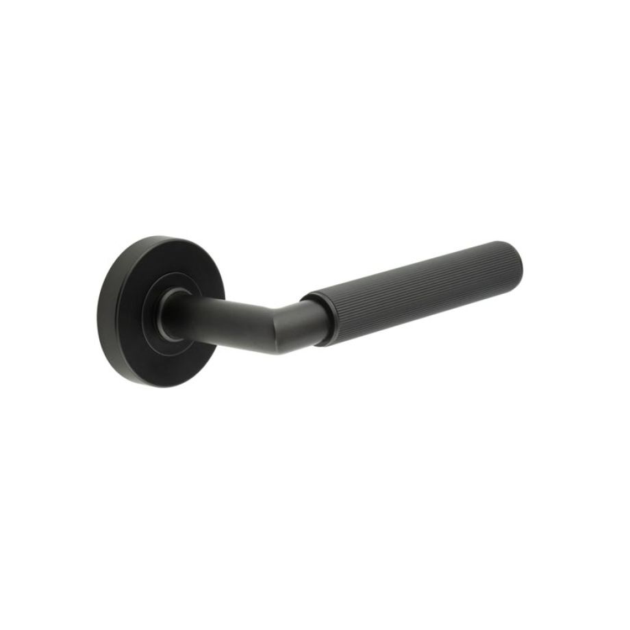 Three One Six Linear Knurled Door Handle On Rose