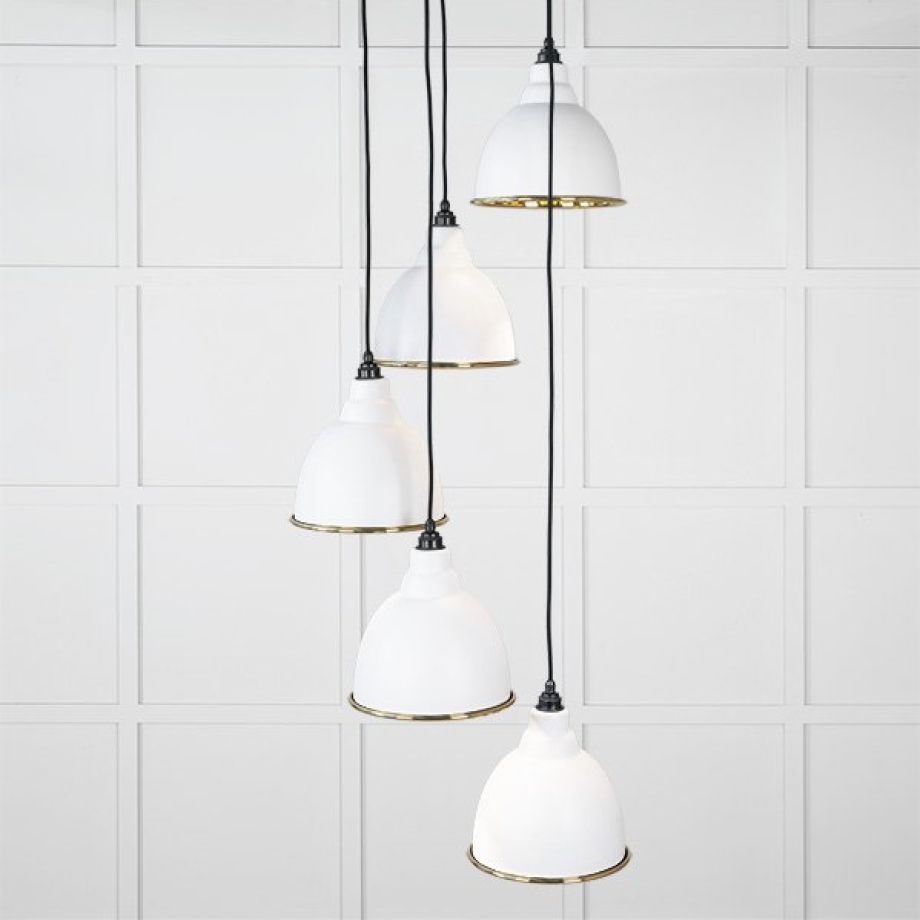 Smooth Brass Brindley Cluster Pendant in Flock