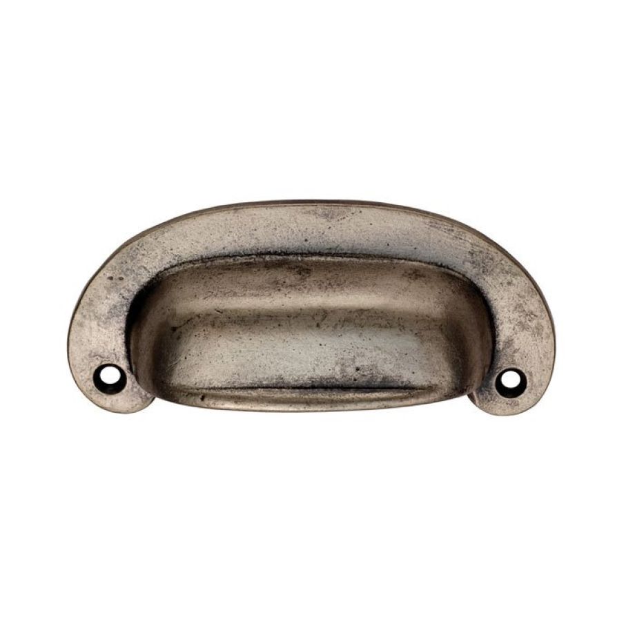 Pewter Effect Oval Plate Cup Handle 86mm