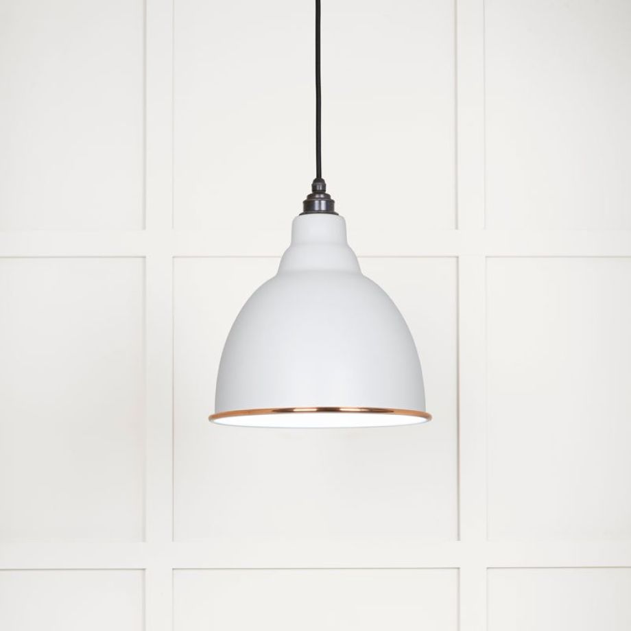 White Gloss Brindley Pendant in Flock