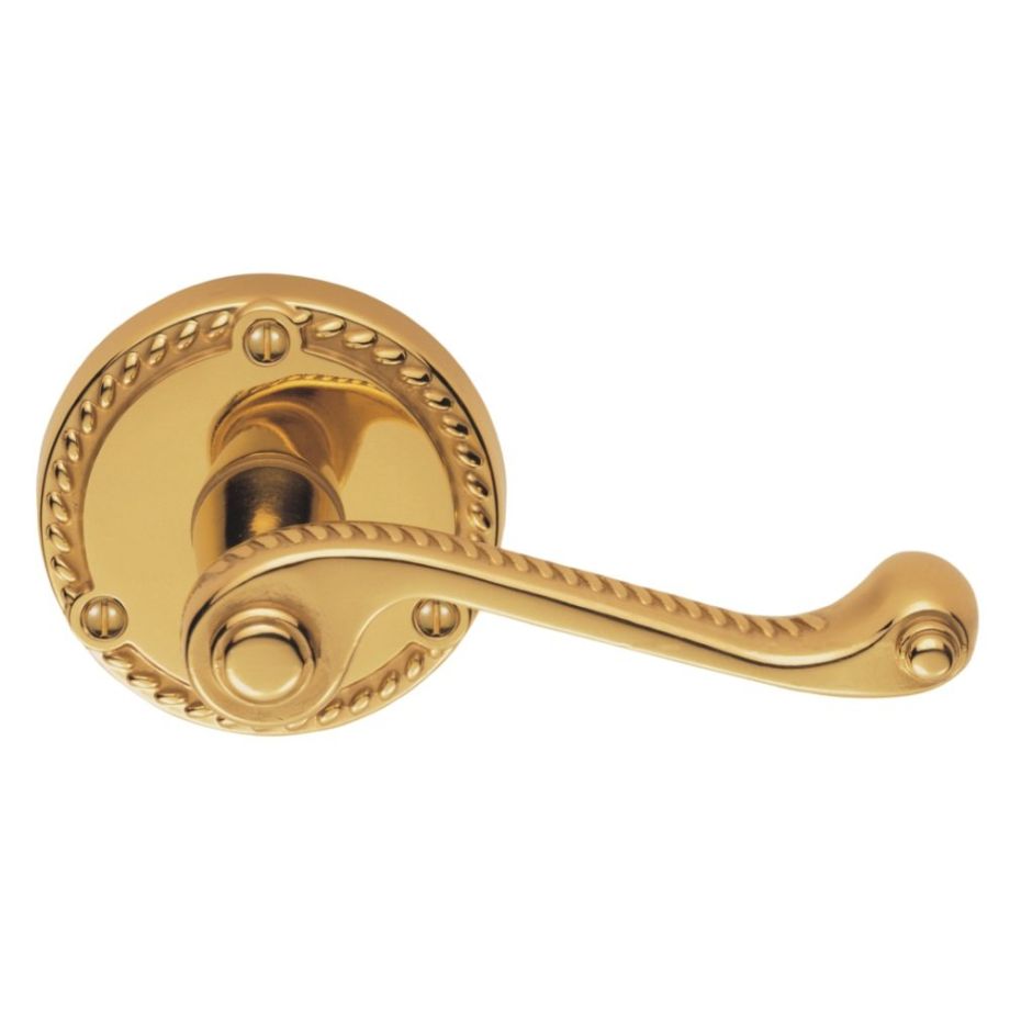 Polished Brass Georgian 64mm Lever on Round Rose