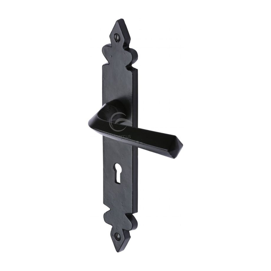 M.Marcus - Black Iron Ironbridge Door Handle on Plate