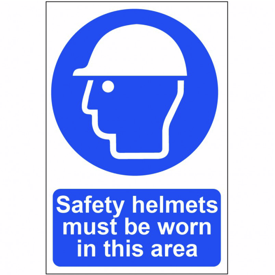 Safety helmets must be warn in this area' Sign - PVC - 200 x 300mm