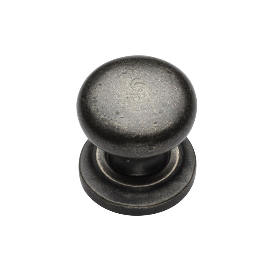 M.Marcus - Rustic Pewter Round Cabinet Knob on Rose