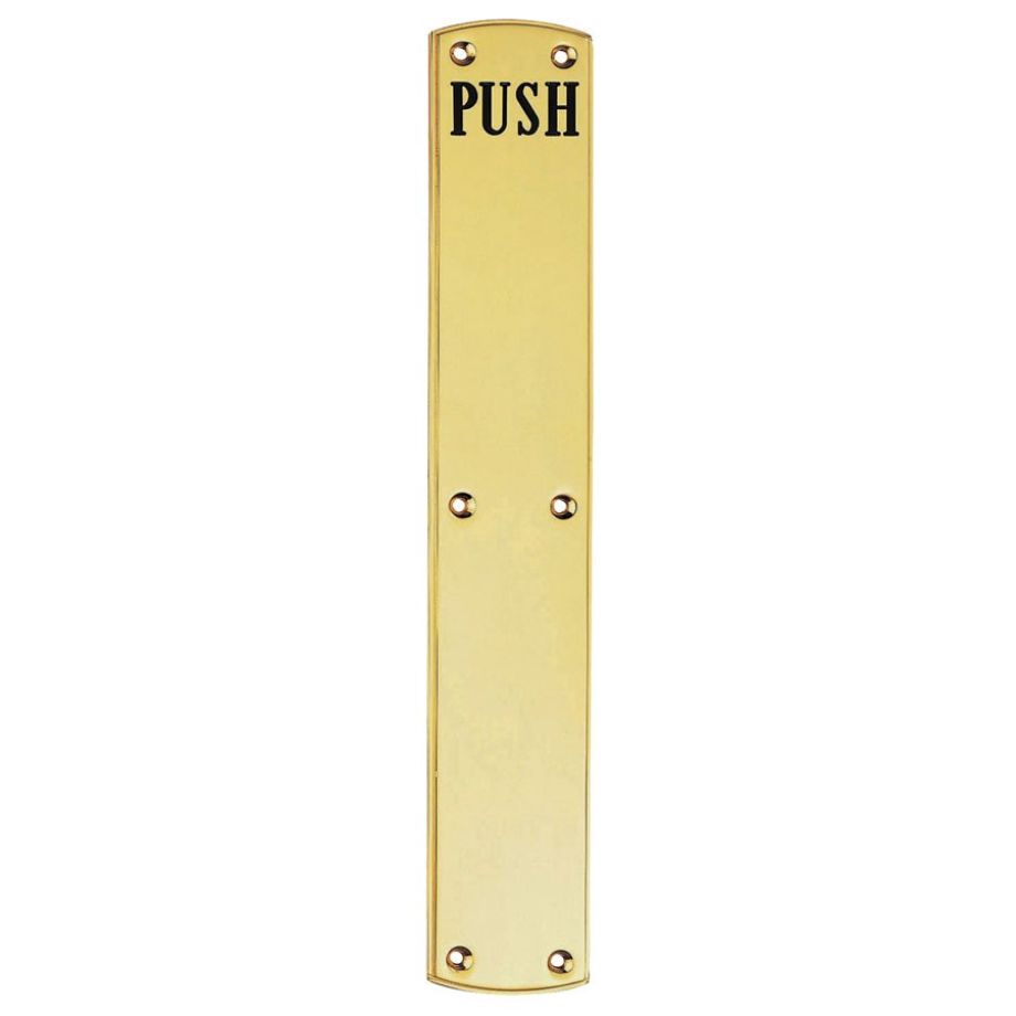 Polished Brass Engraved Push Plate 457mm x 76mm