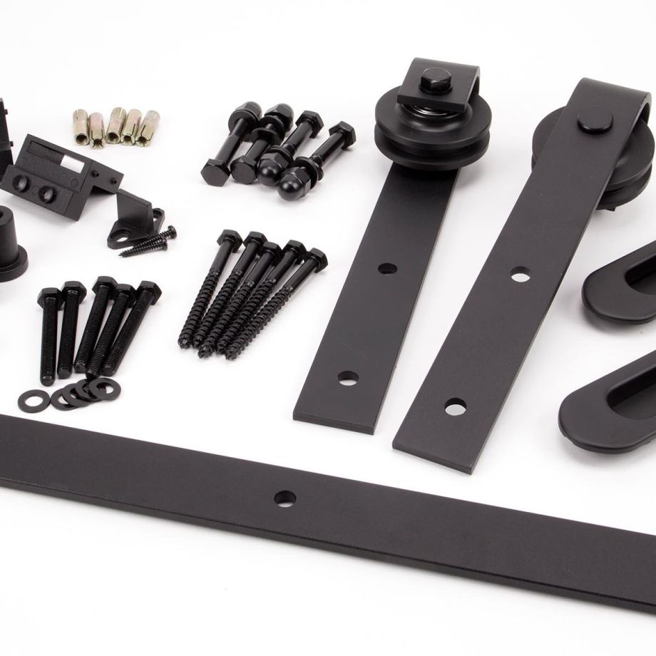 100kg Black Sliding Door Hardware Kit (3m Track)