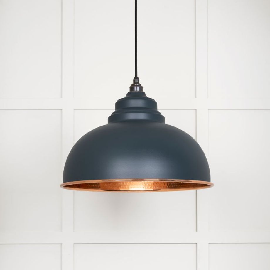 Hammered Copper Harborne Pendant in Soot